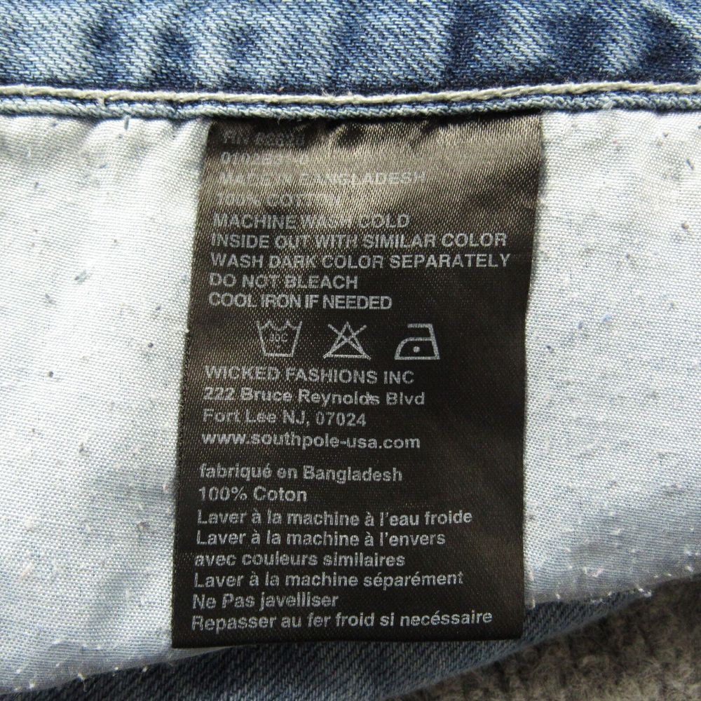 Southpole Shorts Men 48x12 Distressed Jean Blue Baggy Hip Hop Skate Jorts Faded - Picture 9 of 12